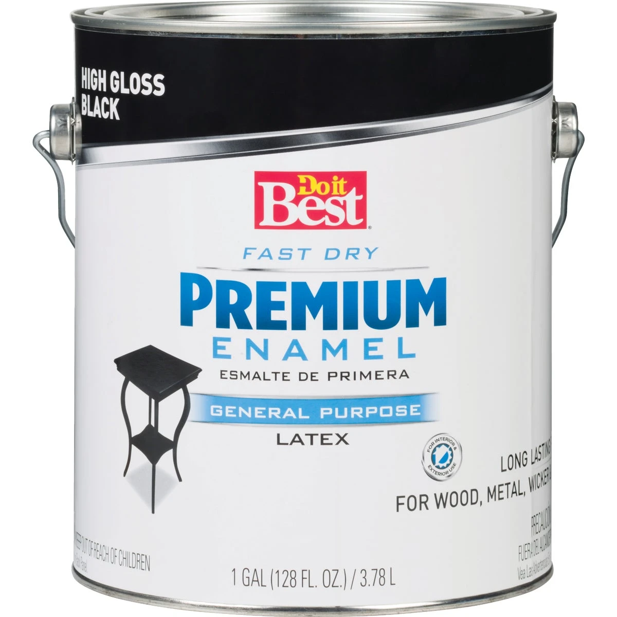 Fast Dry Acrylic Latex Gloss Premium Enamel, Black, 1 Gallon