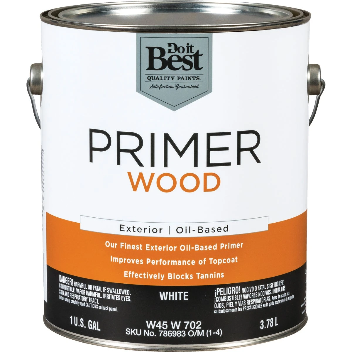 White Oil-based Wood Exterior Primer, 1 Gallon - Alkyd Formula