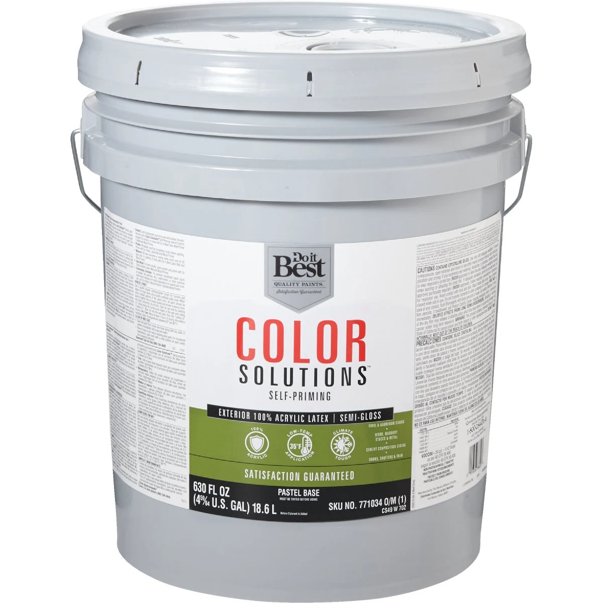 100% Acrylic Latex Self-priming Semi-gloss Exterior House Paint, Pastel Base, 5 Gallon