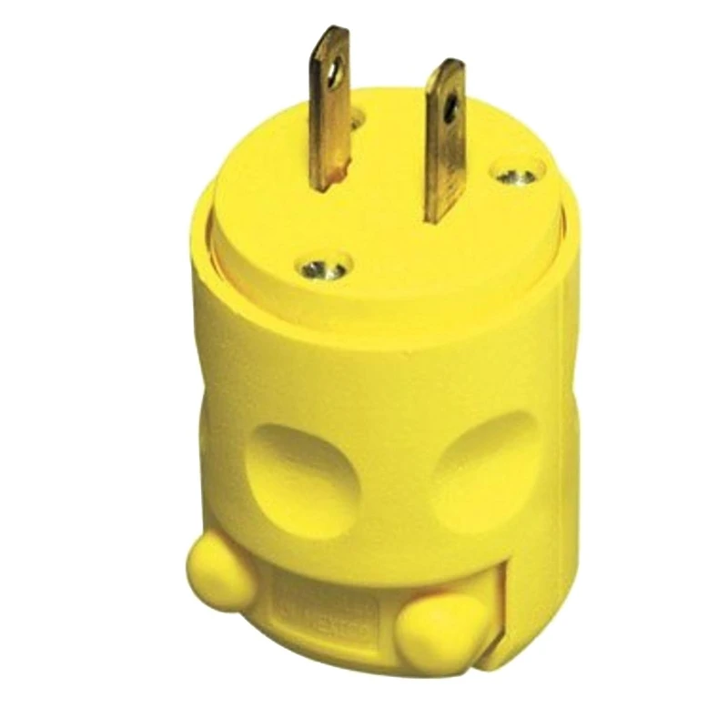 15a 125v Yellow Residential Cord Plug – 2-wire, 2-pole, Outdoor-ready