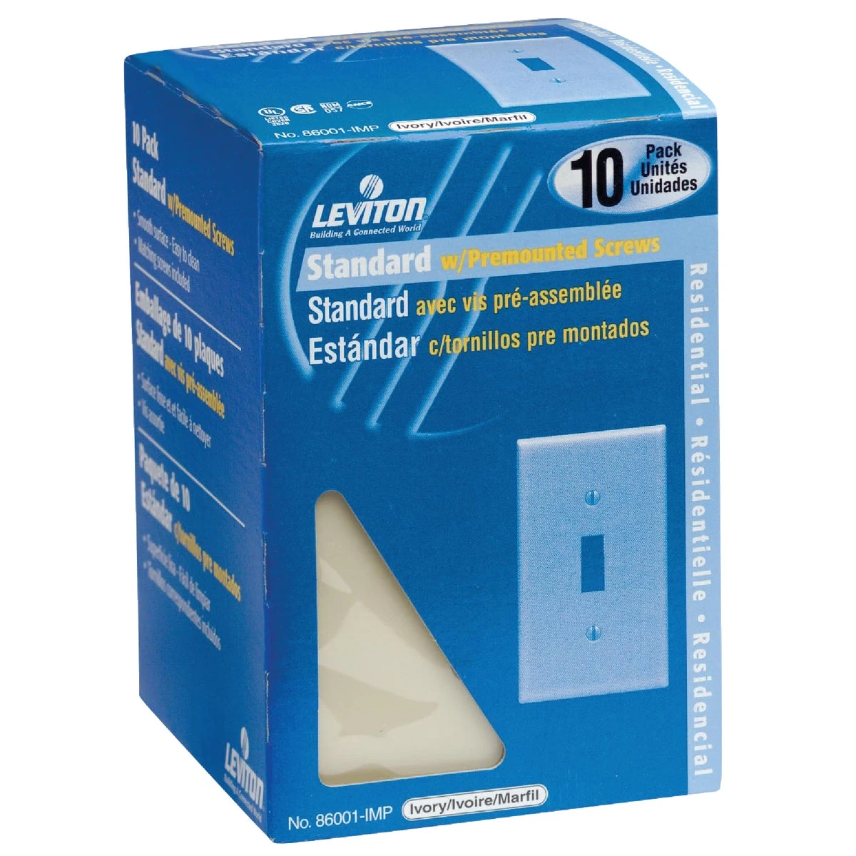 1-gang Plastic Toggle Switch Wall Plate, Ivory (10-pack)