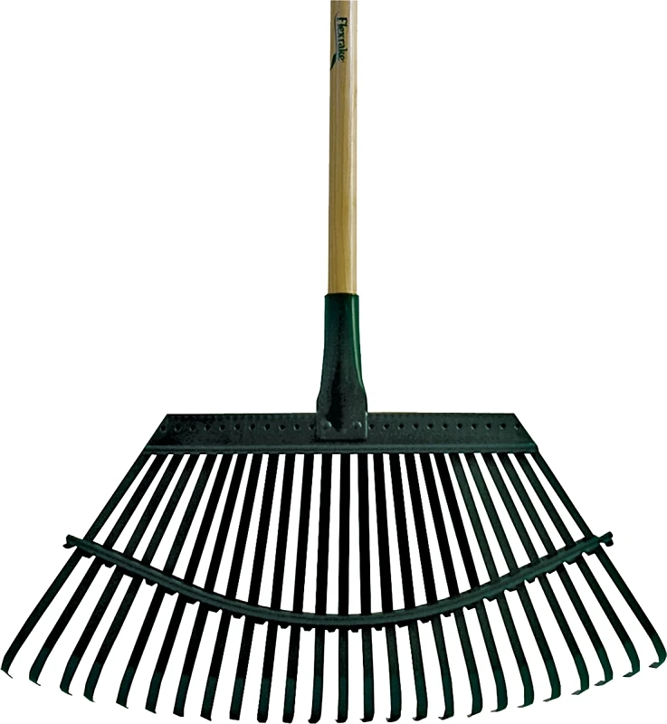 19 In. Flexible Steel Head Lawn Rake, 48 In. Wood Handle