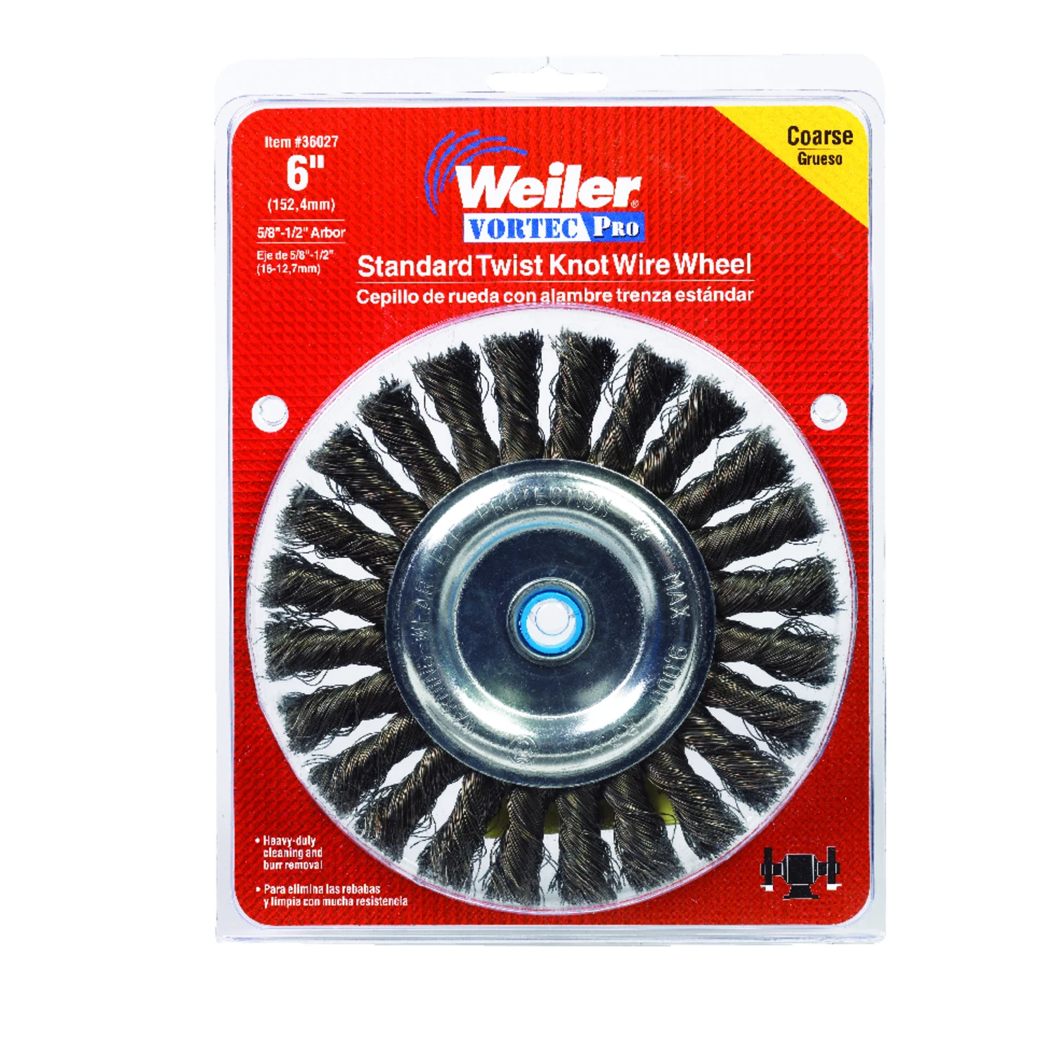 Vortec Pro 6 In. Twisted Coarse Wire Wheel Brush For Bench Grinder