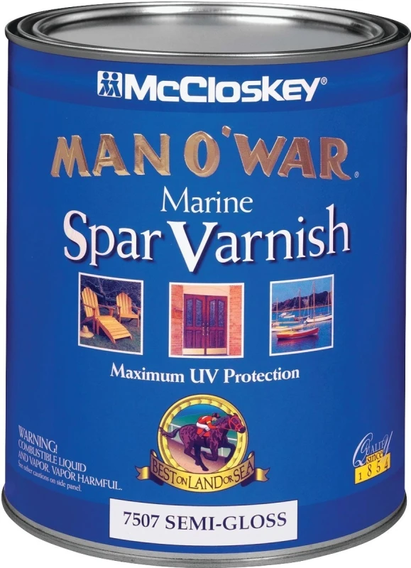 Man O'war Semi-gloss Marine Varnish, 1 Quart For Interior & Exterior Use