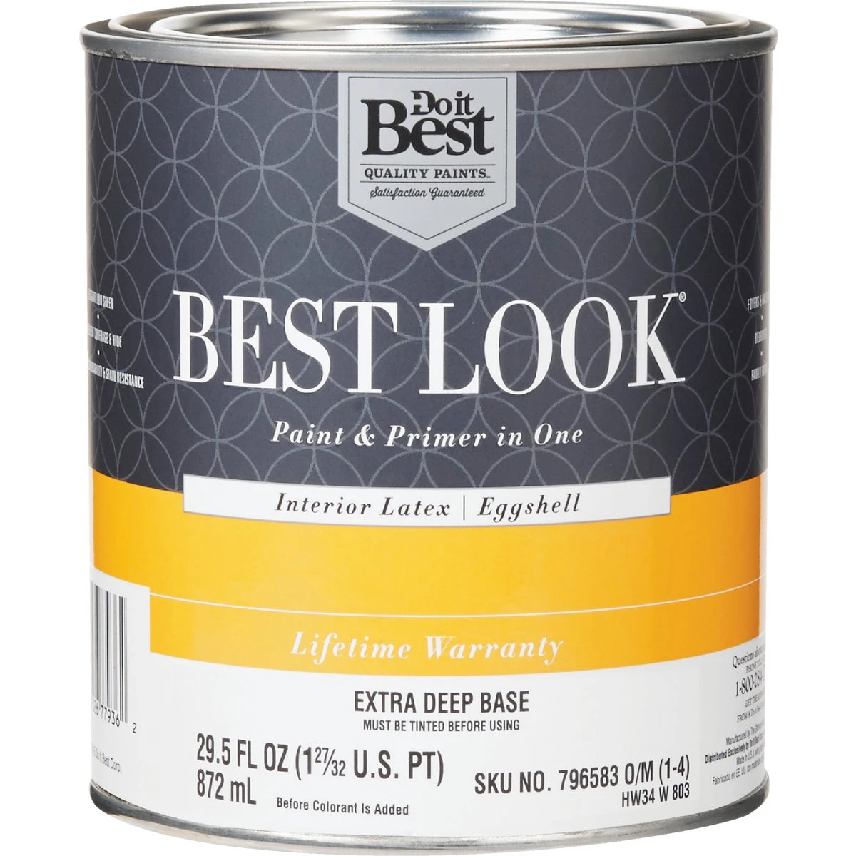 Best Look Latex Premium Eggshell Interior Wall Paint & Primer, Extra Deep Base, 1 Quart