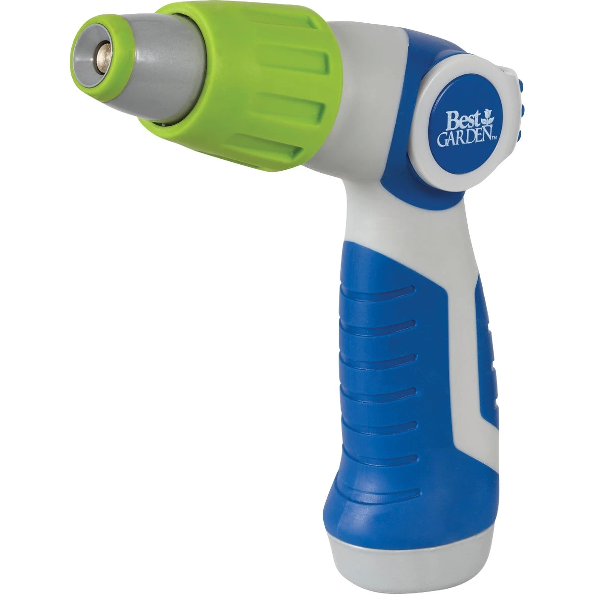 Metal Pistol Nozzle Gn4069 - Adjustable Spray, Thumb Control, Blue & Gray