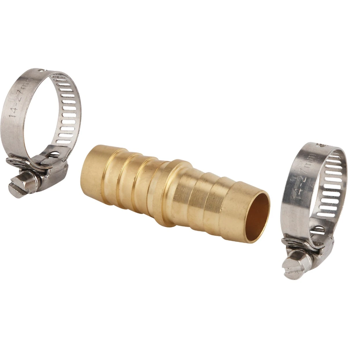 5/8 Inch Brass Hose End Mender With Stainless Steel Clamps