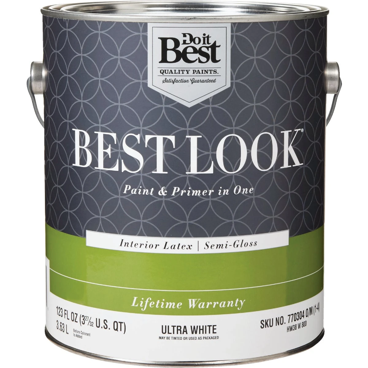 Best Look Latex Premium Paint & Primer In One Semi-gloss Interior Wall Paint, Ultra White, 1 Gallon
