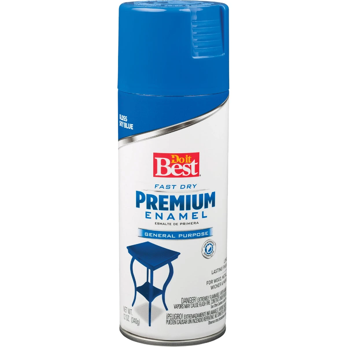 Premium Enamel 12 Oz. Gloss Spray Paint In Sky Blue - Fast Drying, Versatile