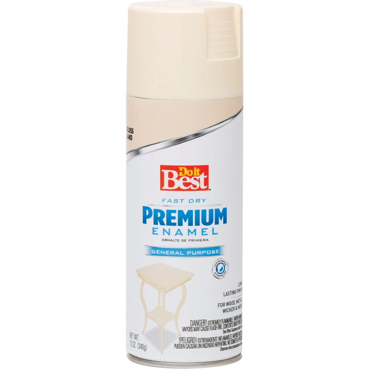 Premium Enamel 12 Oz. Gloss Spray Paint In Sand - Versatile Indoor/outdoor Use