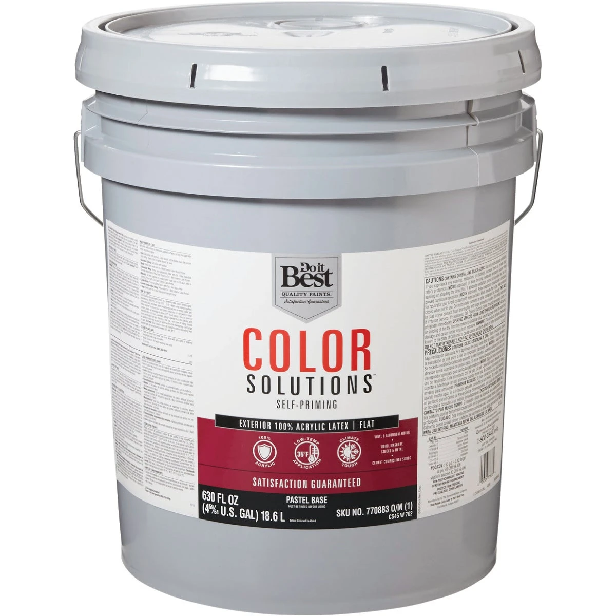 100% Acrylic Latex Self-priming Flat Exterior House Paint, Pastel Base, 5 Gallon
