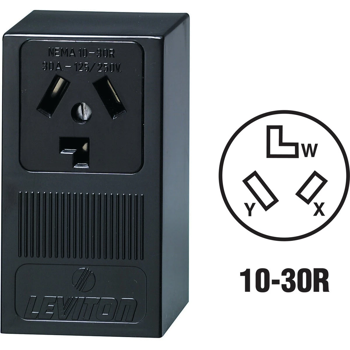 30a Surface Mount Black 10-30r 3-wire Dryer Power Outlet
