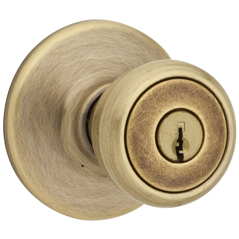 Tylo Antique Brass Entry Door Knob With Adjustable Backset And Grade 3 Security