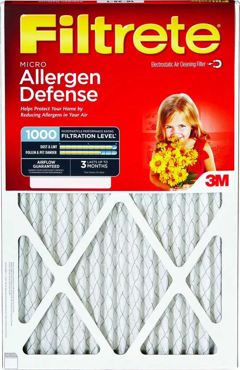 Micro Allergen Filter, 3 Months, Red, 18x24x1-in.