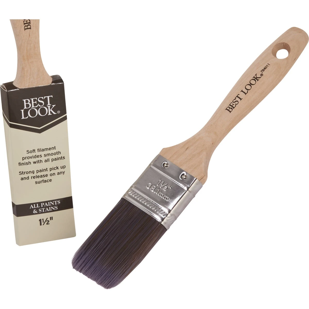 1.5 Inch Flat Polyester Paint Brush With Comfort Grip Handle