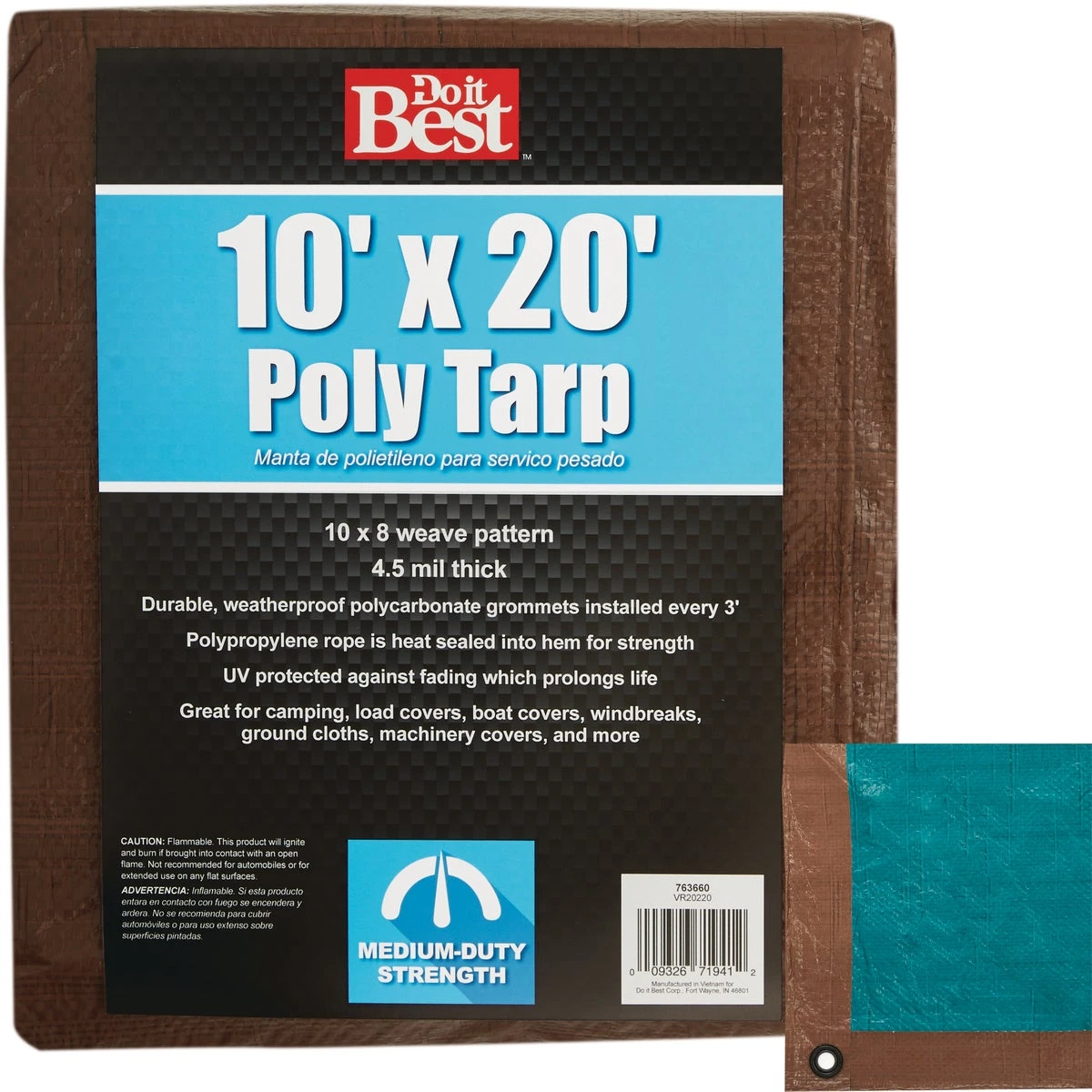 10 Ft. X 20 Ft. Medium Duty Poly Tarp - Green/brown Woven
