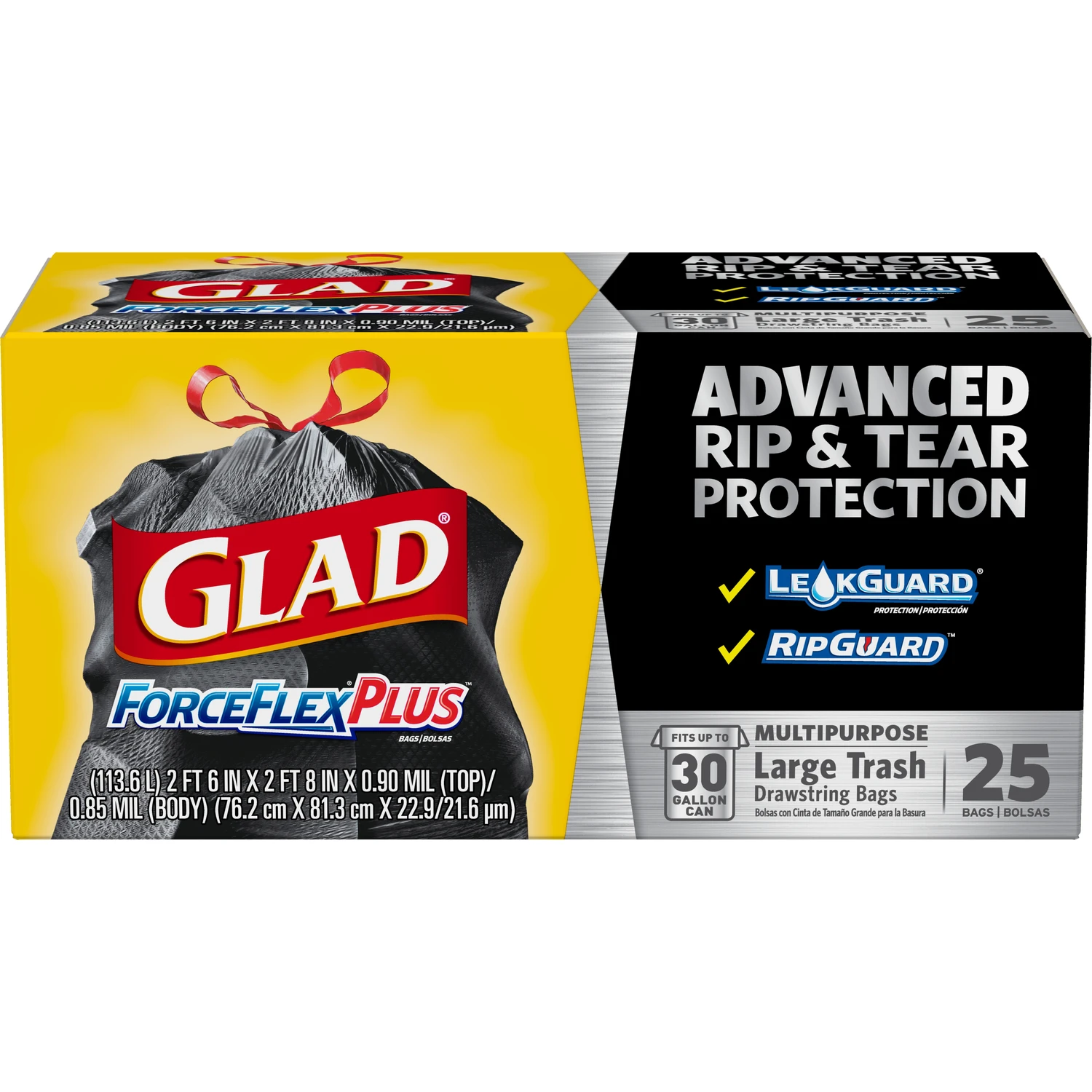 Dual Defense 30 Gal. Large Black Trash Bag (25-count)