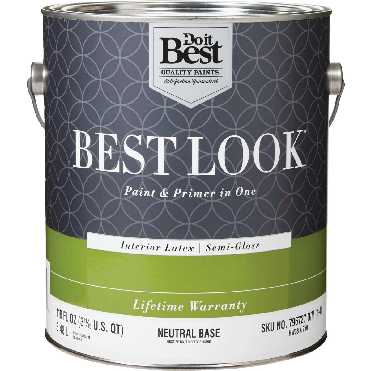 Best Look Latex Premium Paint & Primer In One Semi-gloss Interior Wall Paint, Neutral Base, 1 Gallon