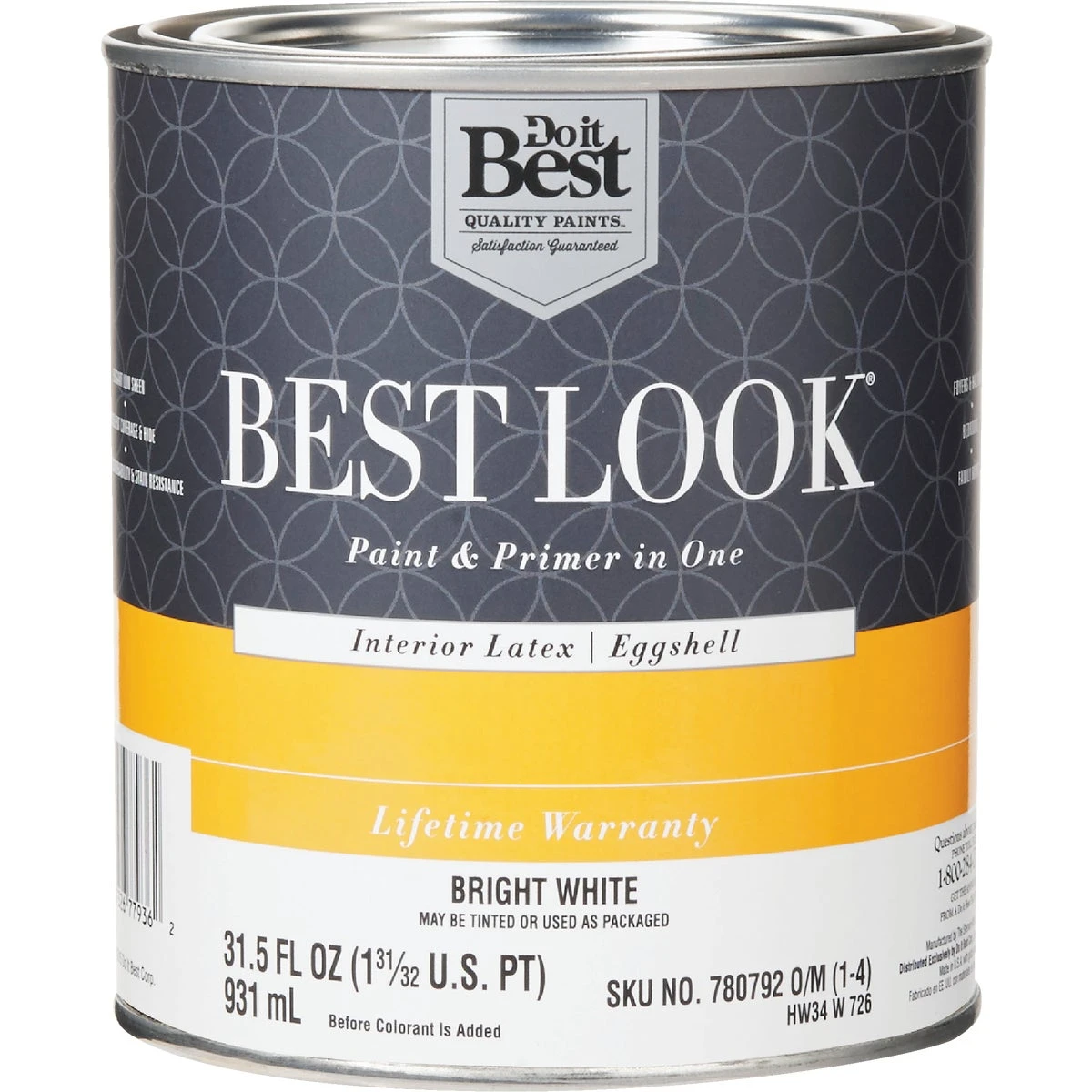 Best Look Latex Premium Eggshell Interior Wall Paint & Primer, Bright White, 1 Quart