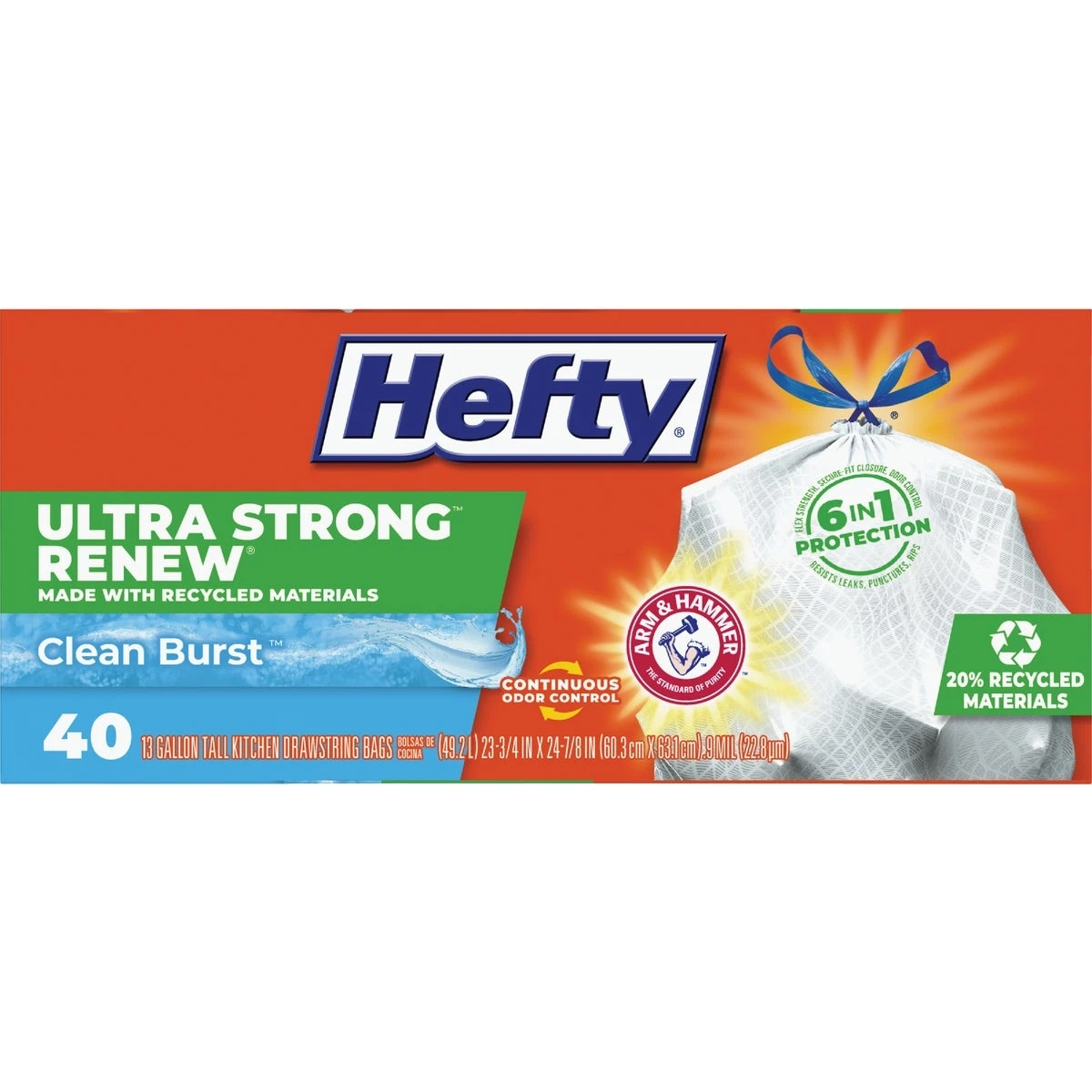 Renew Clean Burst 13 Gal. Tall Kitchen White Trash Bag (40-count)