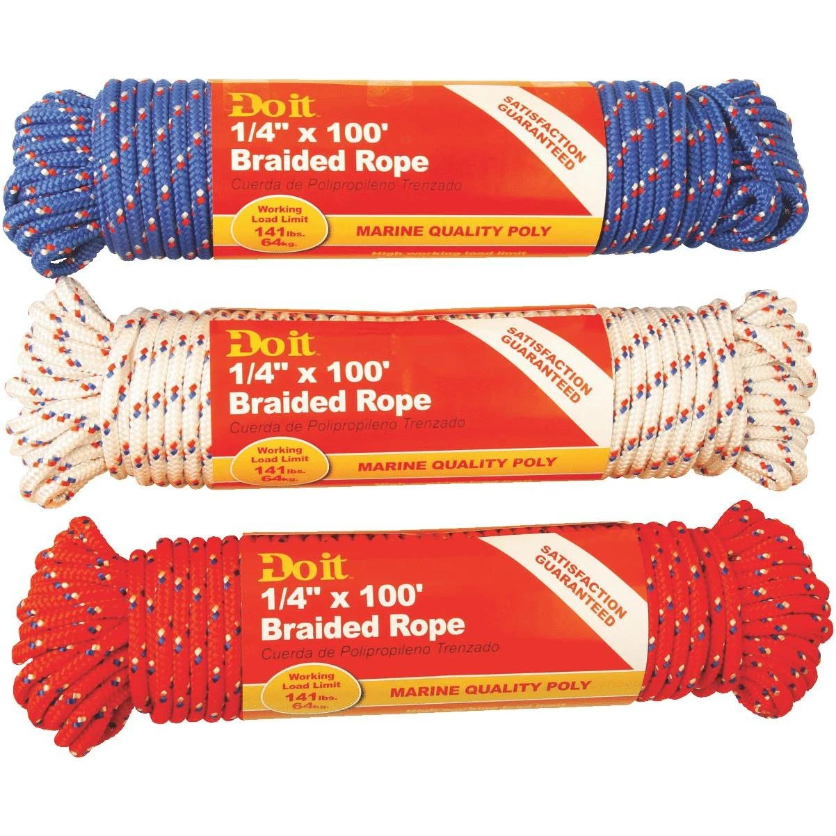 1/4 In. X 100 Ft. Assorted Colors Diamond Braided Polypropylene Rope