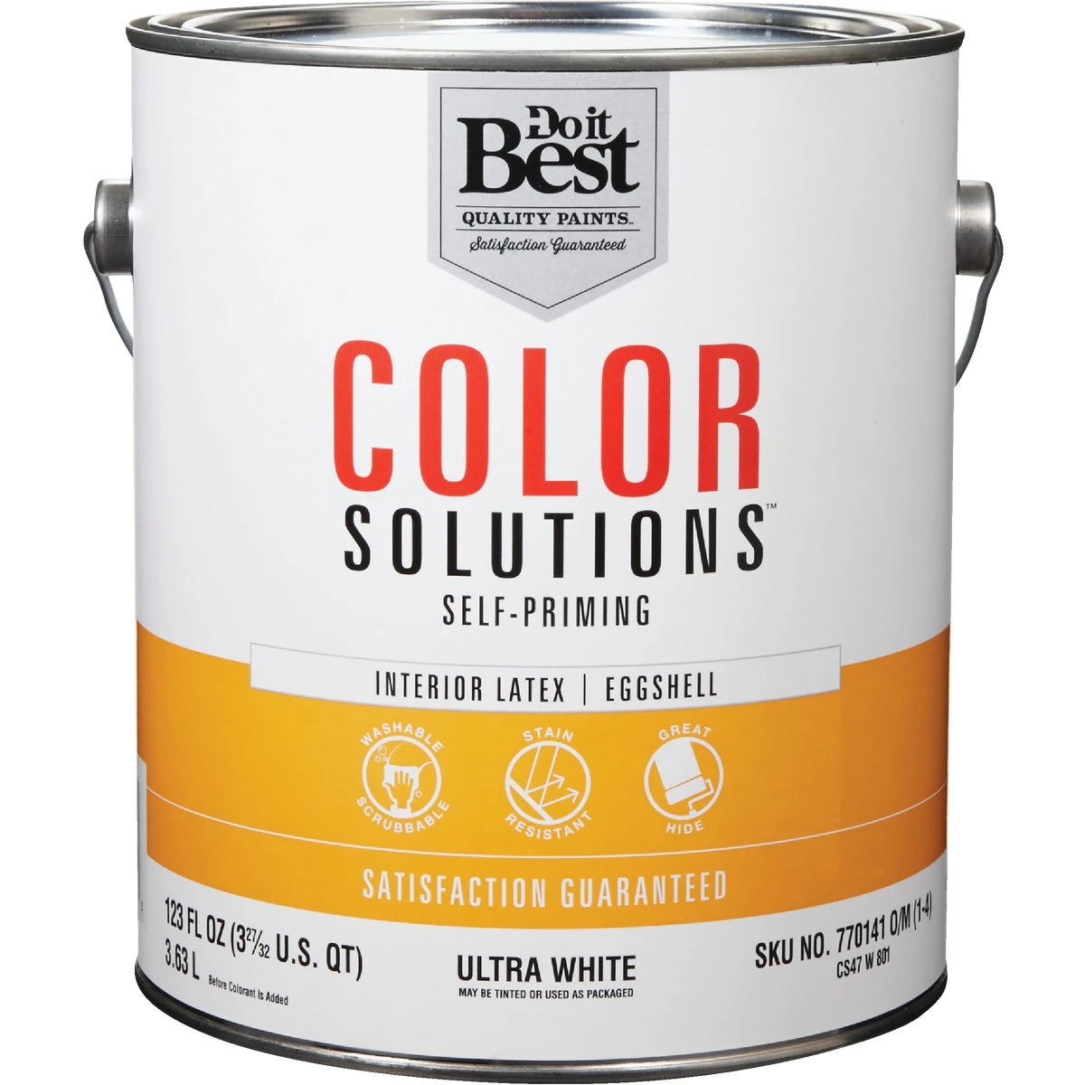 Latex Self-priming Eggshell Interior Wall Paint, Ultra White, 1 Gallon