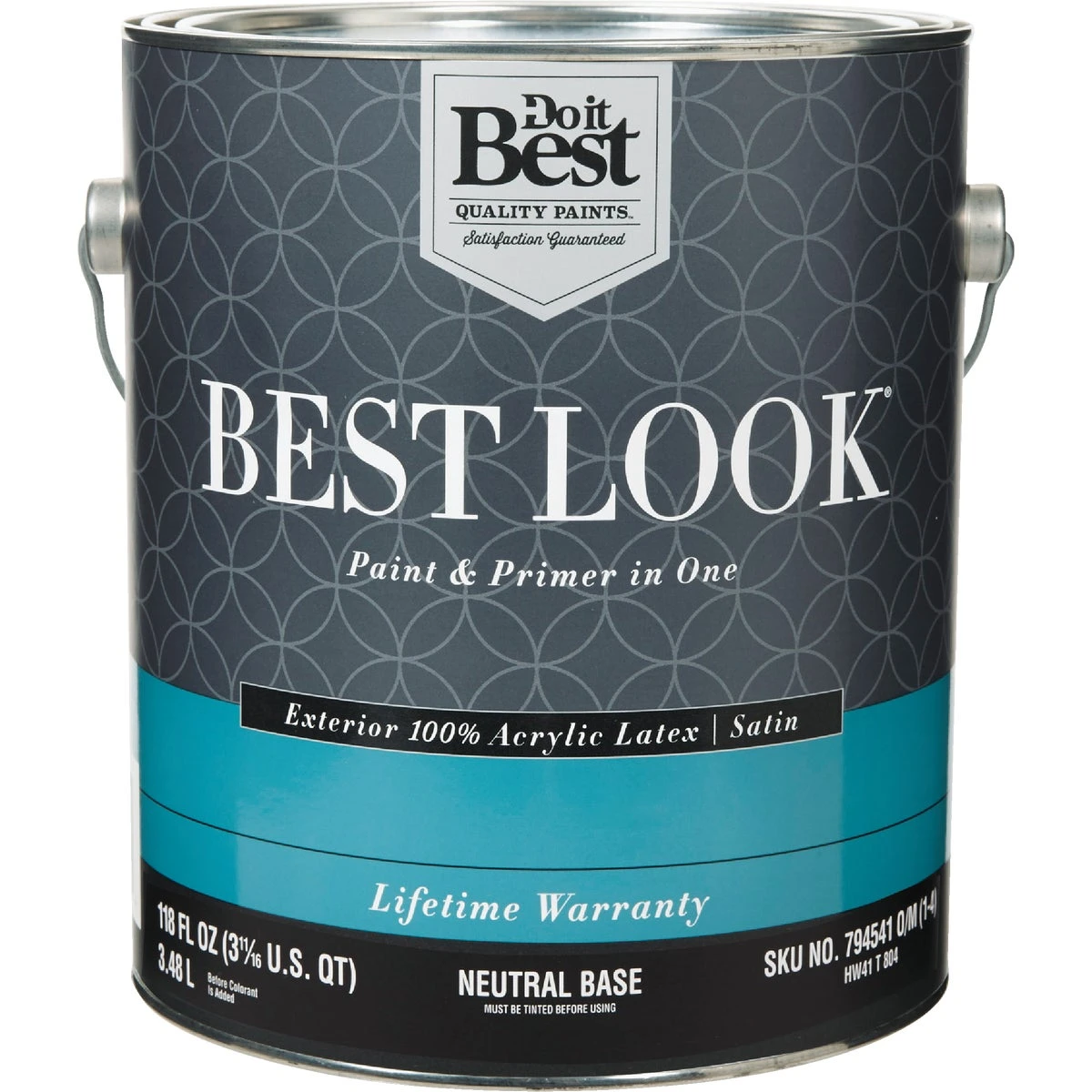 Best Look 100% Acrylic Latex Satin Exterior House Paint & Primer, Neutral Base, 1 Gallon