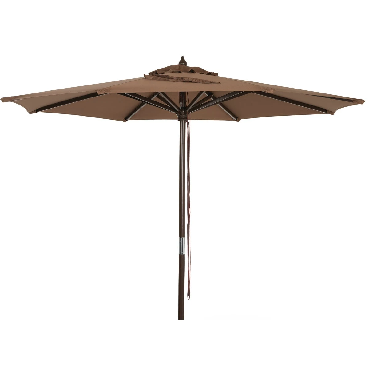 7.5 Ft. Brown Market Patio Umbrella With Pulley System And Chrome Hardware
