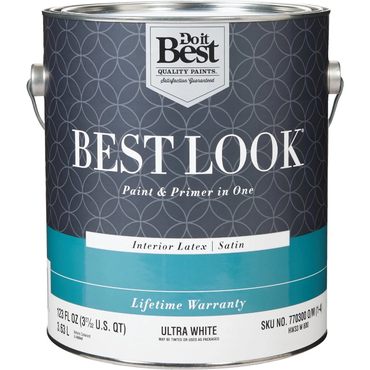 Best Look Latex Premium Paint & Primer In One Satin Interior Wall Paint, Ultra White, 1 Gallon