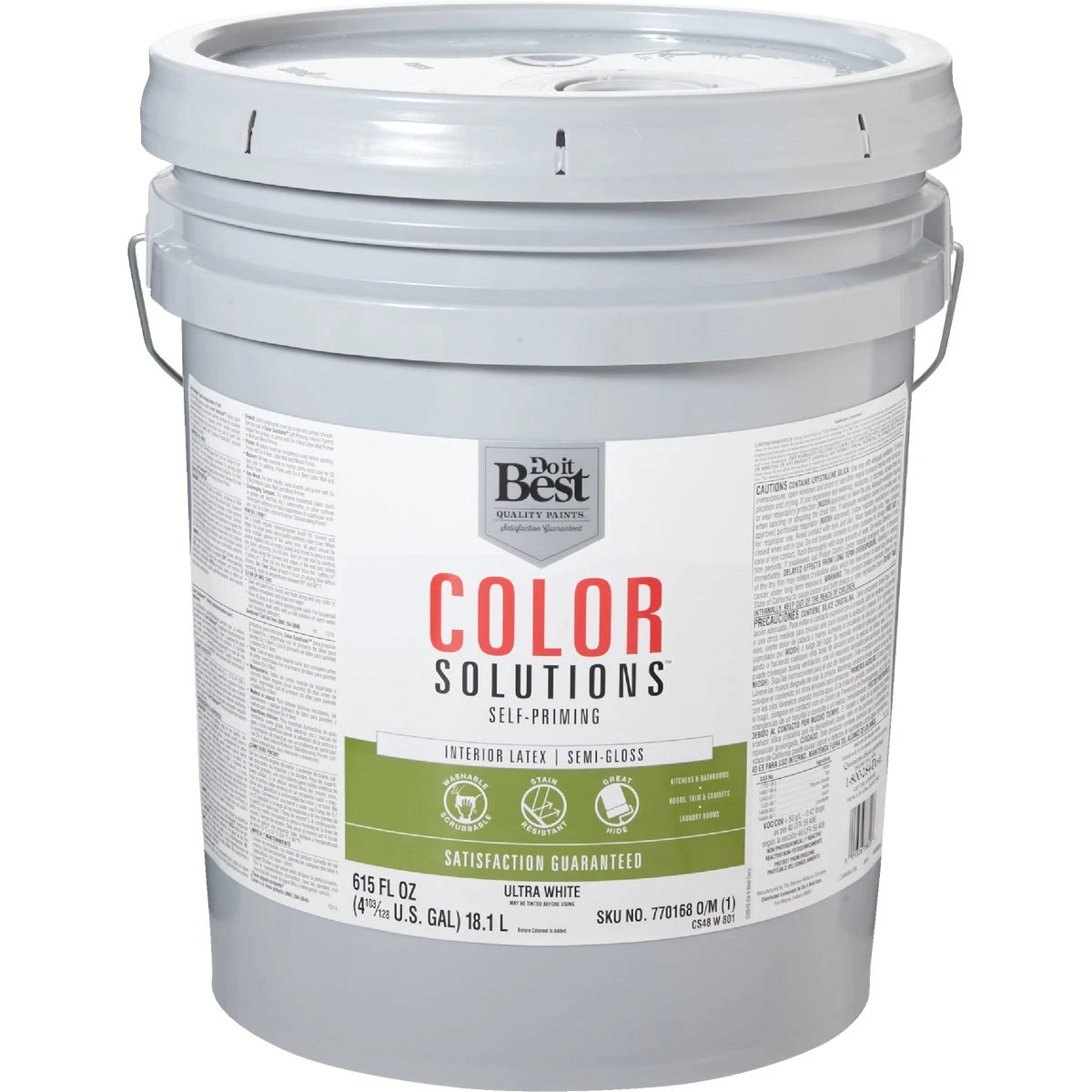 5 Gallon Latex Self-priming Semi-gloss Interior Wall Paint - Ultra White