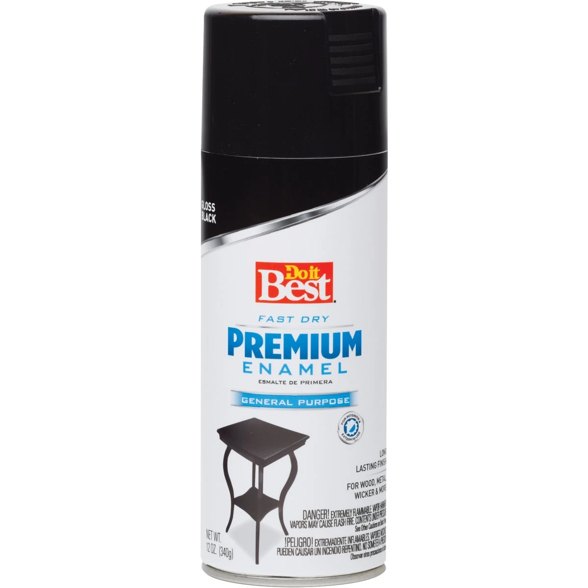 12 Oz. Gloss Spray Paint In Black - Fast Drying, Versatile Use