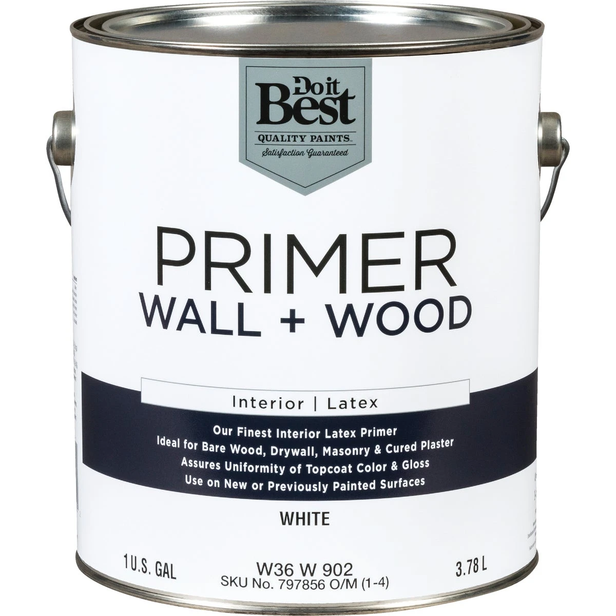 Interior Latex Wall And Wood Primer, White, 1 Gallon