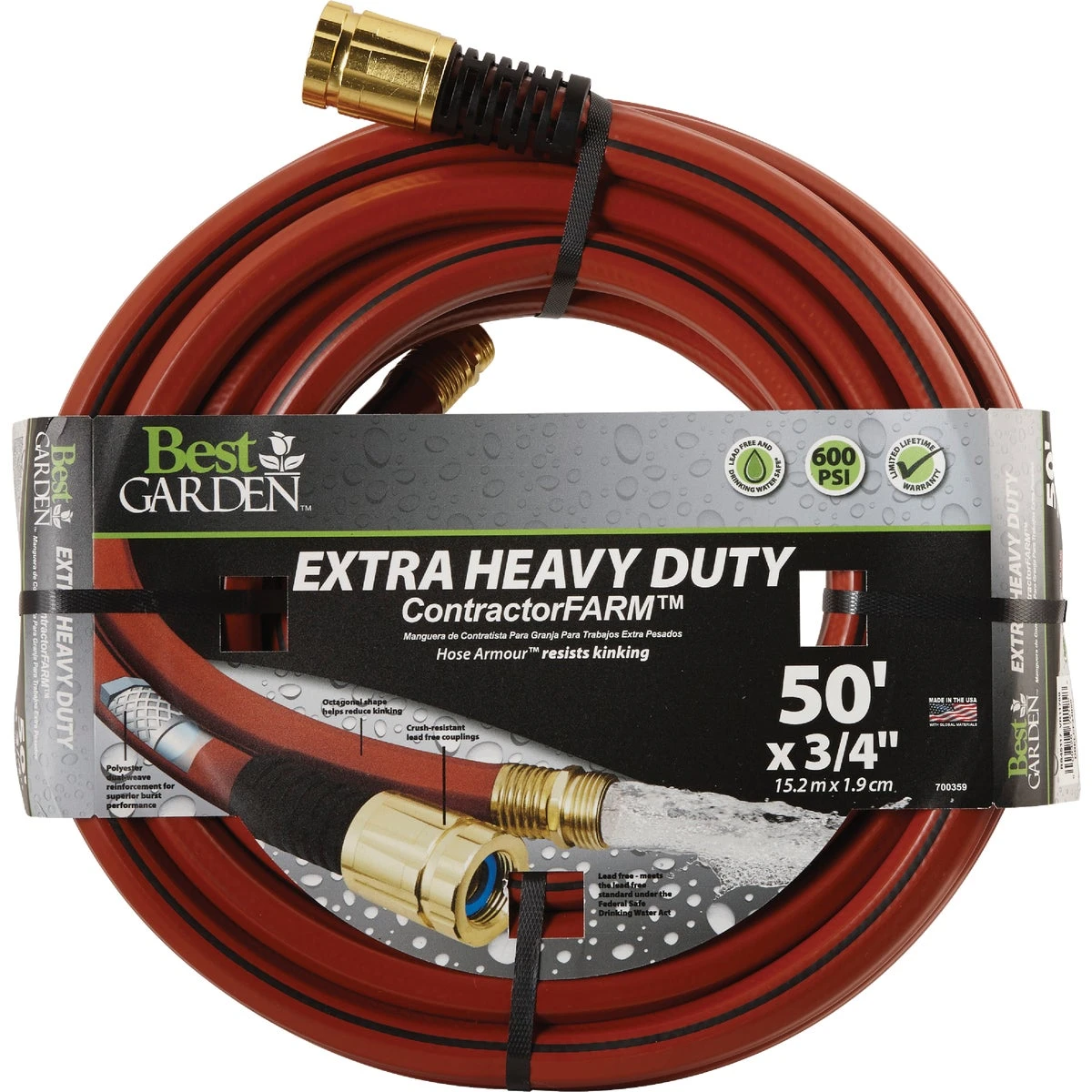 3/4 In. Dia. X 50 Ft. L. Drinking Water Safe Contractor Hose
