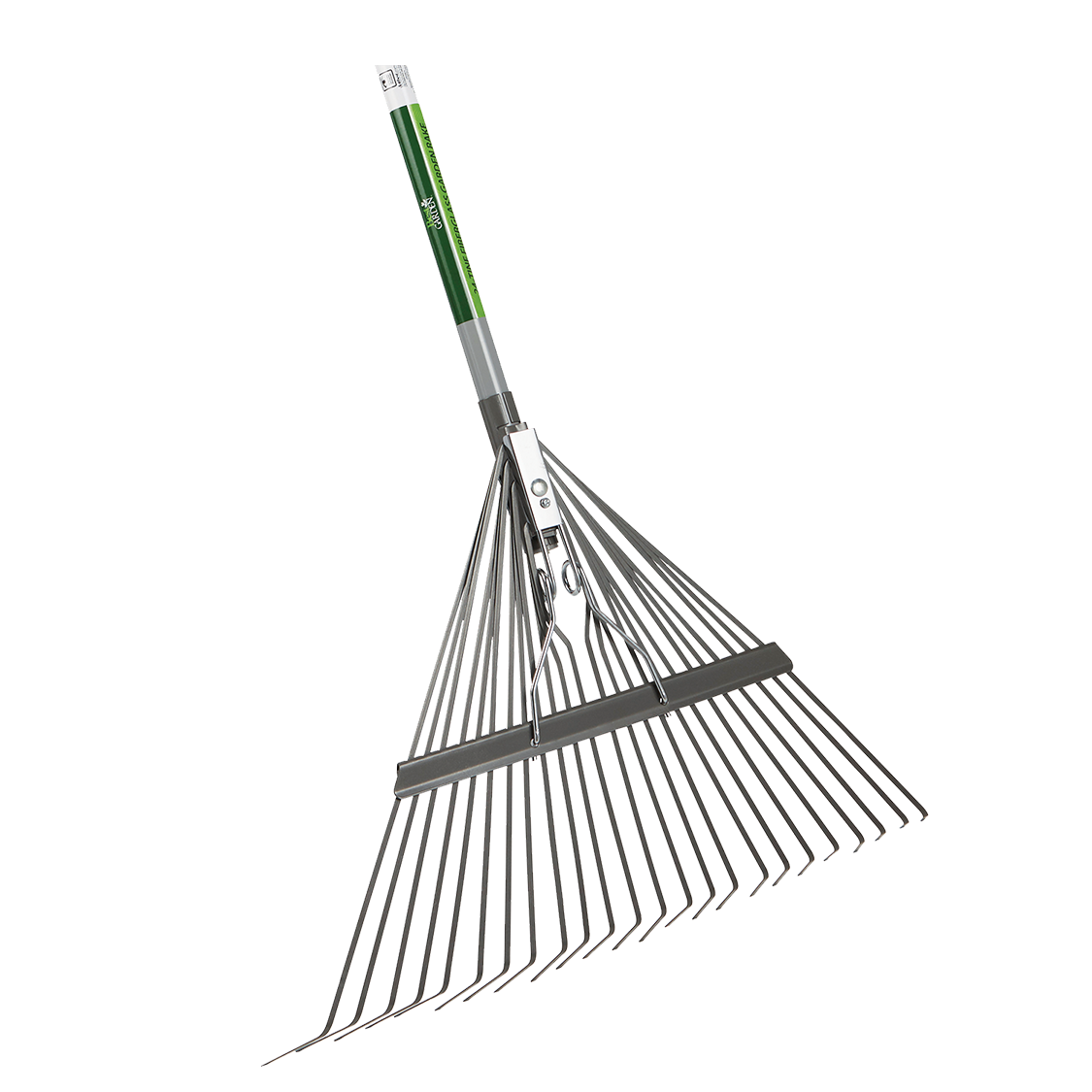 24-inch Steel Leaf Rake With 50-inch Fiberglass Handle And 24 Tines