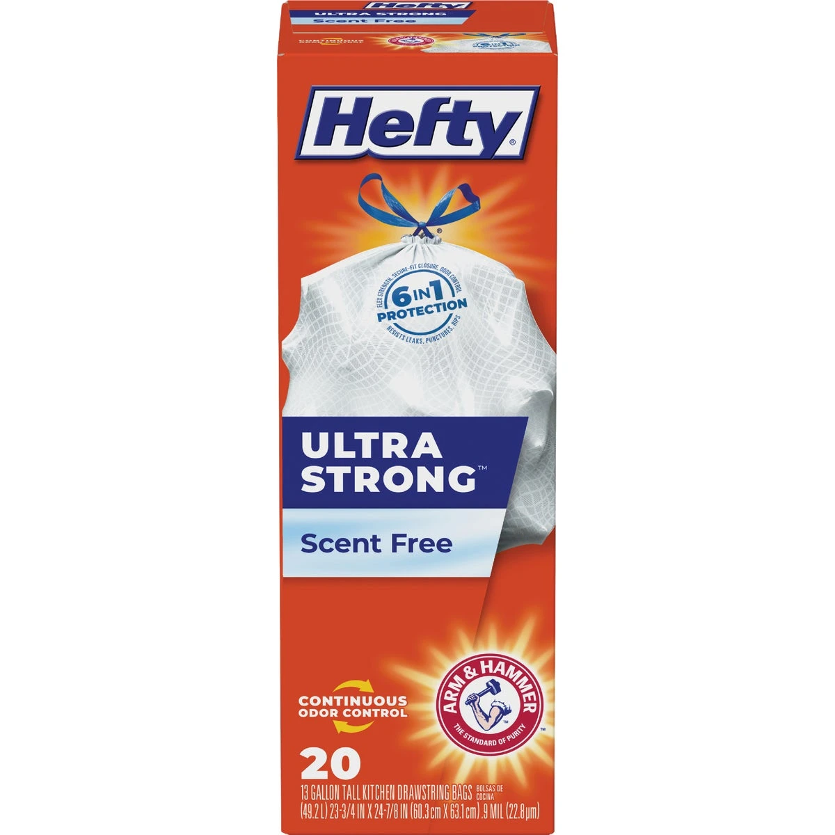 Ultra Strong 13 Gal Tall Kitchen Trash Bags – White, 20-count, Odor Control & Tear-resistant