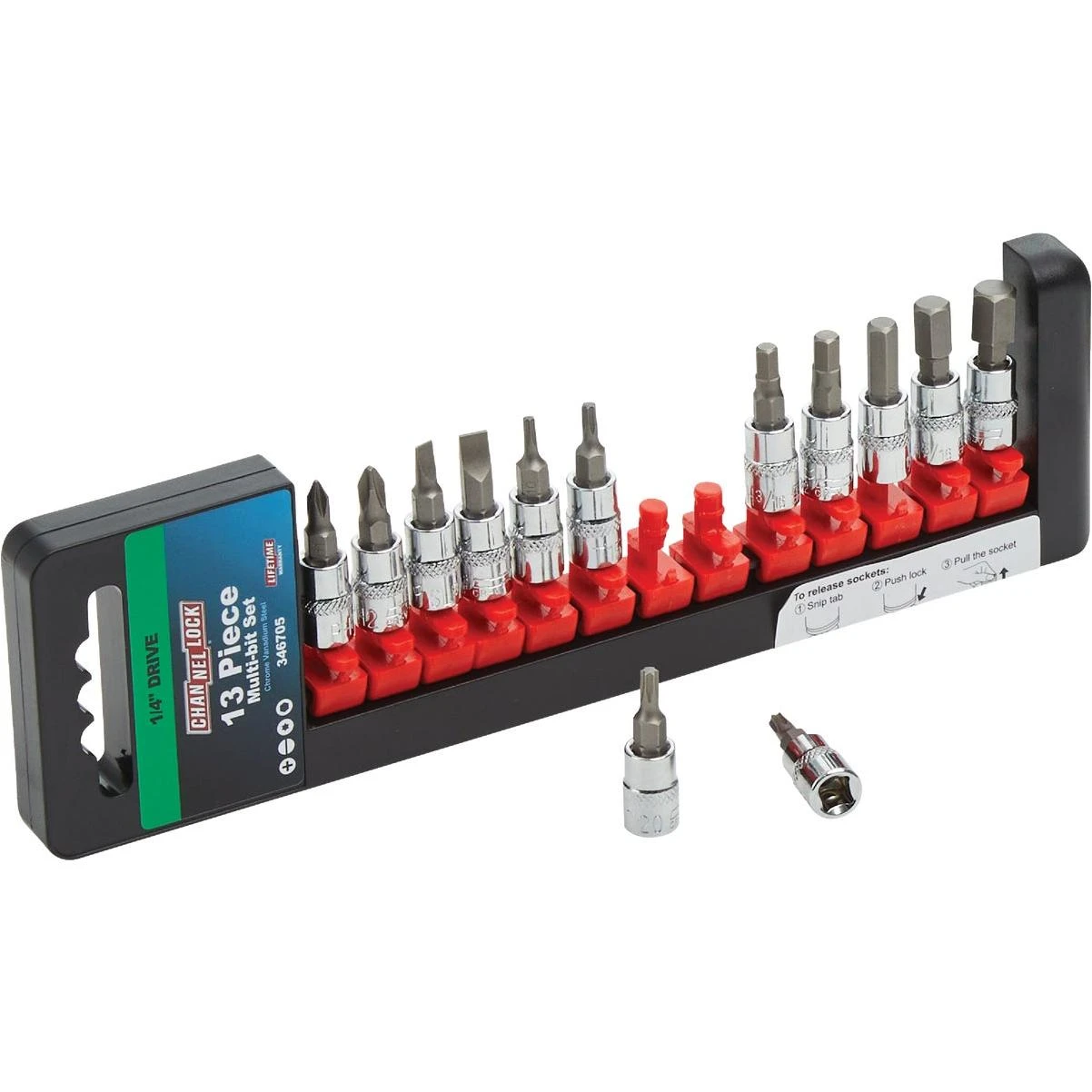 1/4 In. Drive 6-point Combination Socket Bit Set (13-piece)