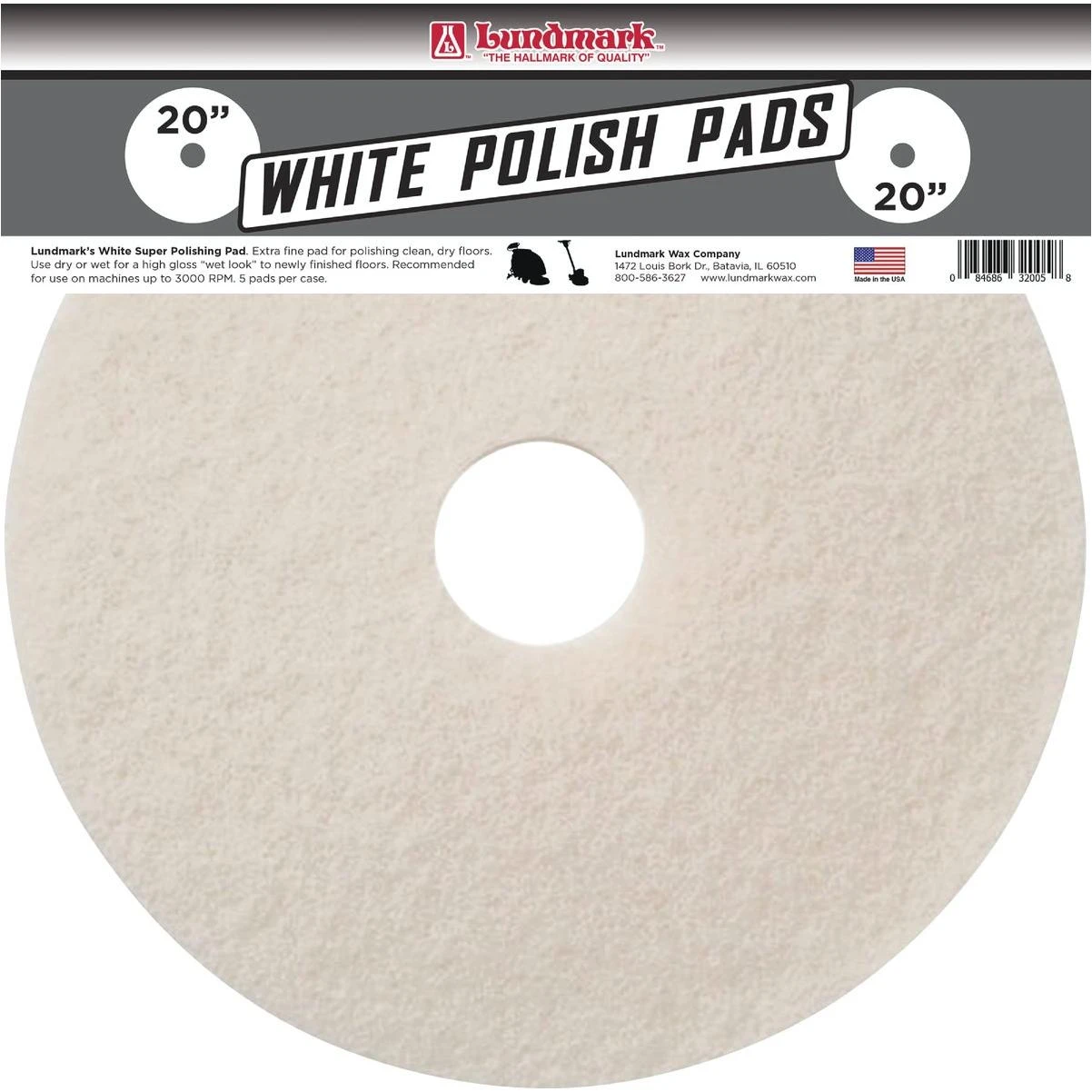 20 In. White 175 To 300 Rpm Buffing Pad (5-pack)