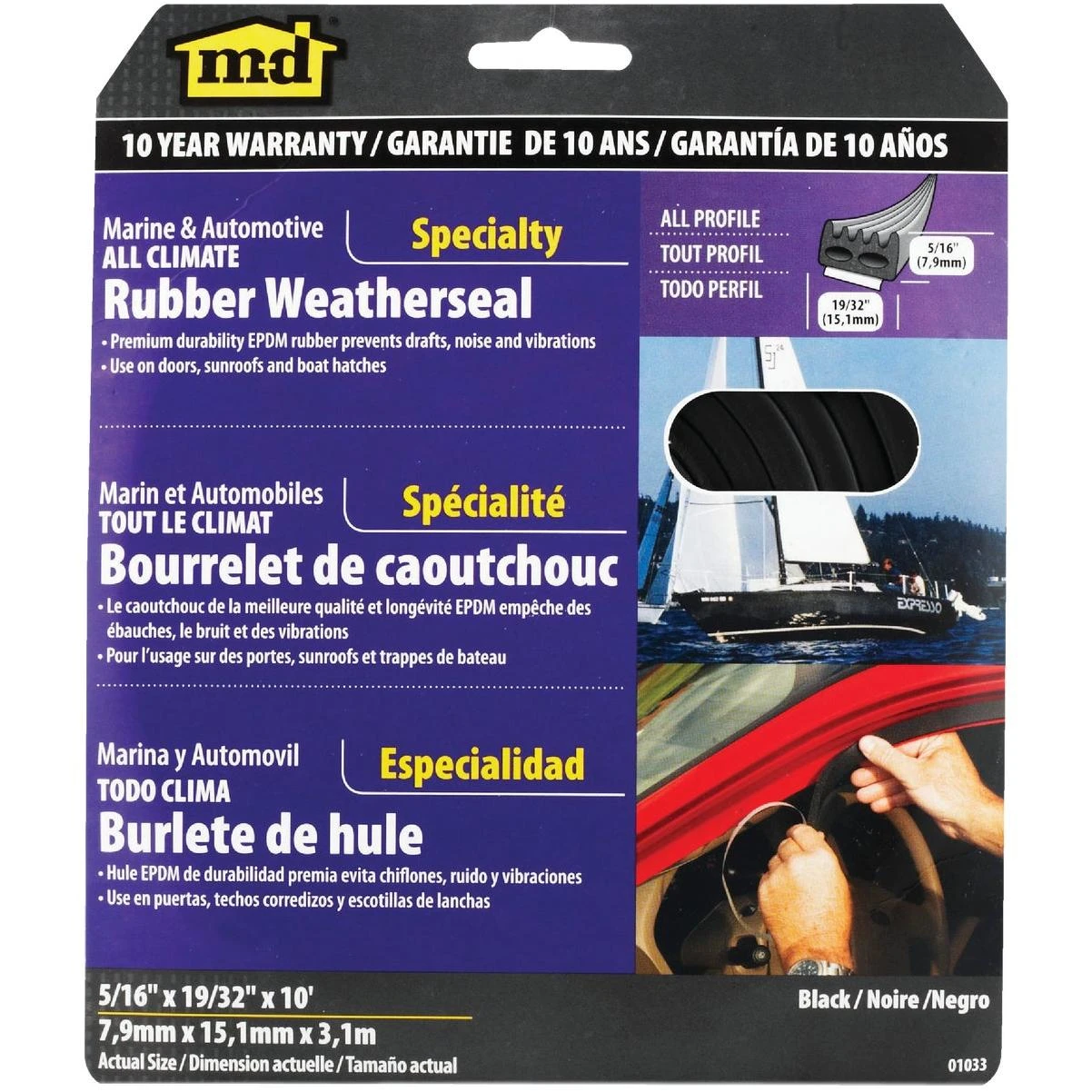 Building Products 10 Ft. Black Large Rubber Auto & Marine Weatherseal For All Climates