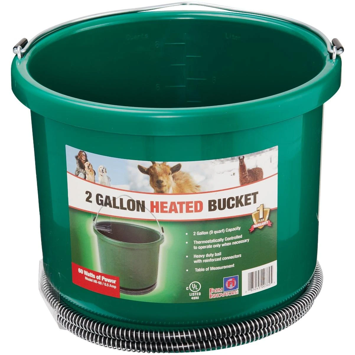 2 Gal. 60w 120v Heated Bucket