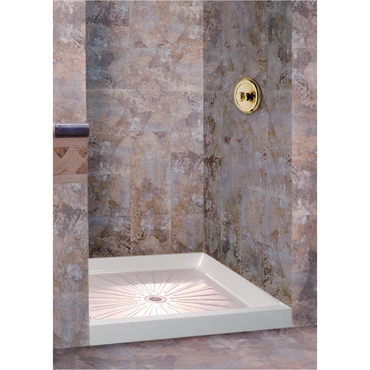 Durabase 36 In. W X 36 In. D Center Drain Shower Floor & Base In White