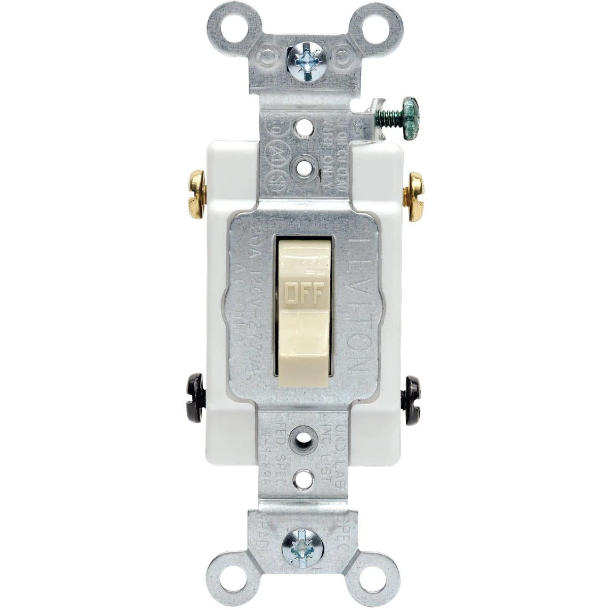 Toggle Ivory 20a Grounded Quiet Double Pole Switch