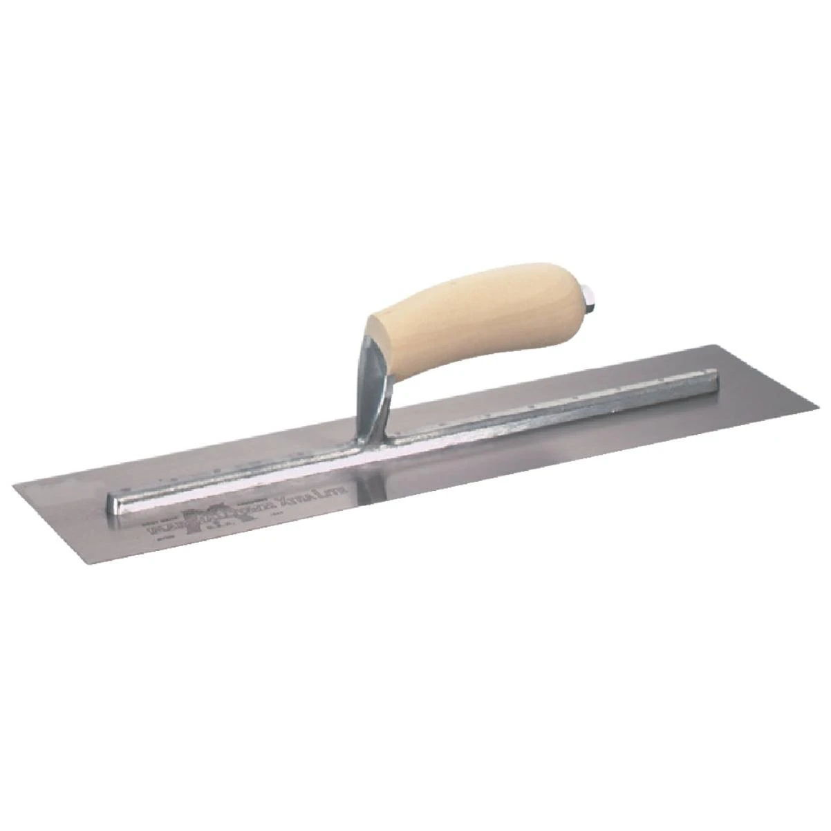 4 In. X 18 In. High Carbon Steel Finishing Trowel With Curved Wood Handle