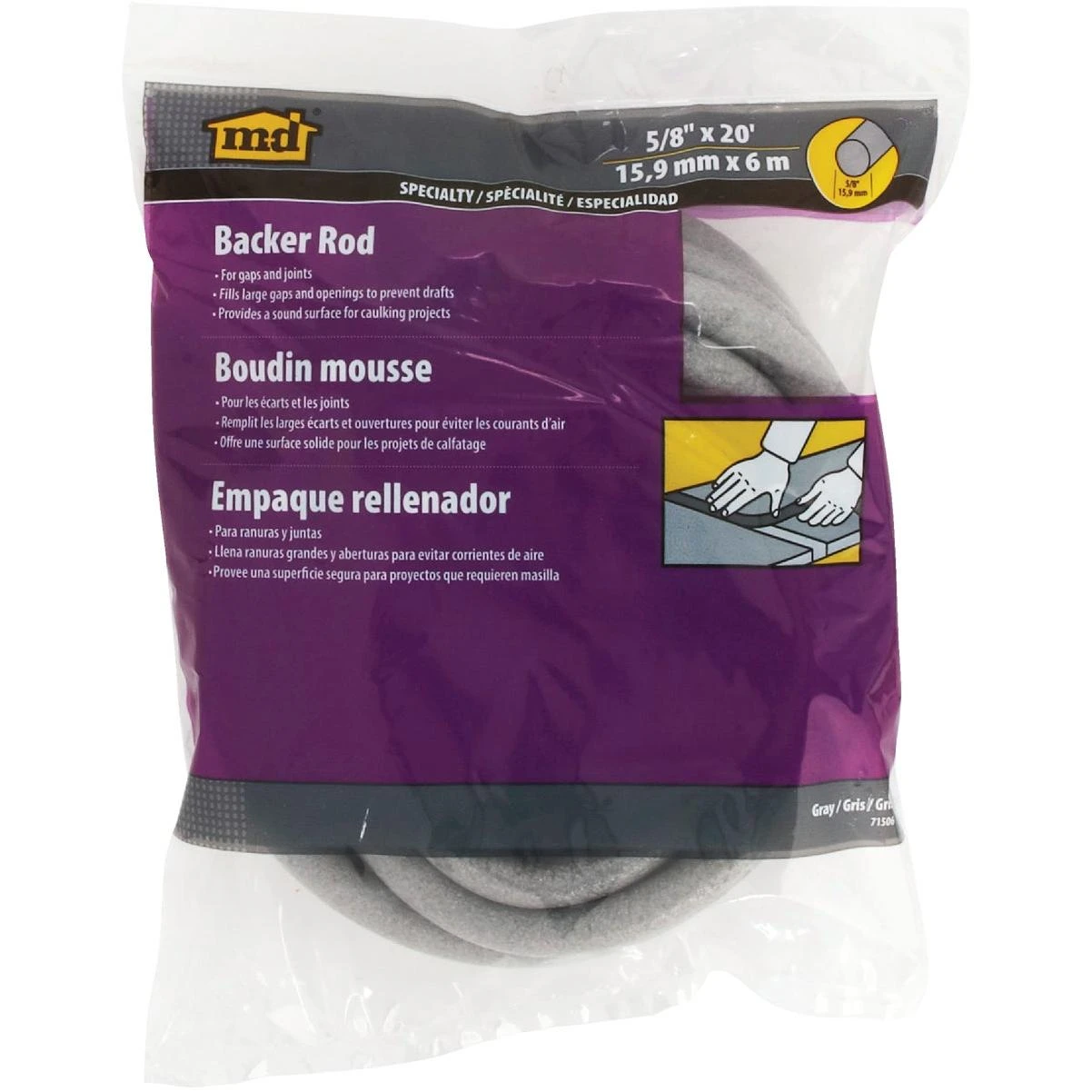 Building Products 20 Ft. Gray Foam Backer Rod For Large 5/8 In. Gaps And Joints