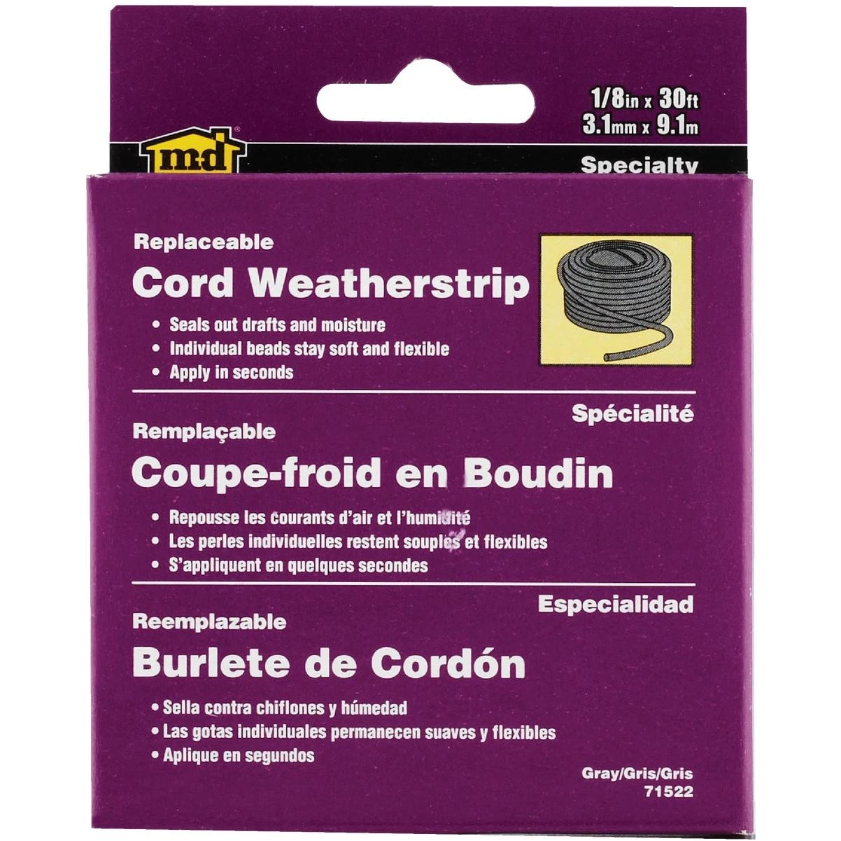 Building Products 30 Ft. Gray Replaceable Caulk Cord Weatherseal For Small Gaps & Cracks