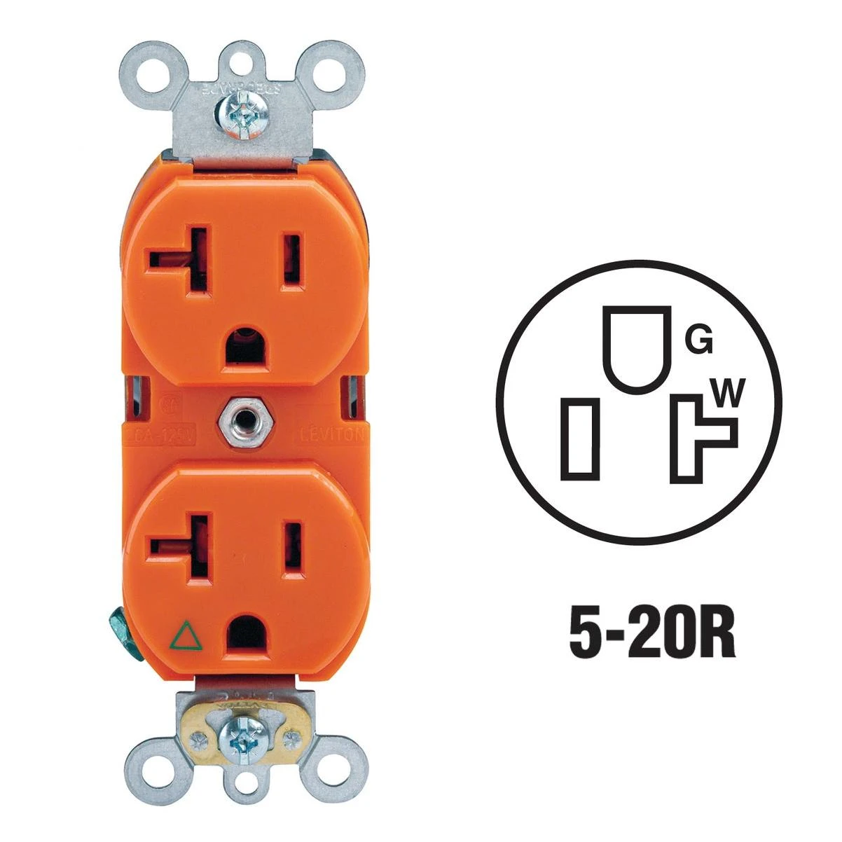 20a Orange Isolated Grounding 5-20r Duplex Outlet