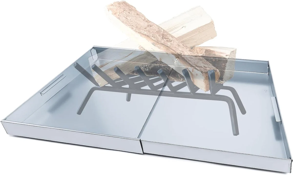 Adjustable Fireplace Inserts Tray Expandable Ash Pan with Handles for Up to 30″ Fire Place Grate-Nuts and Bolts Included