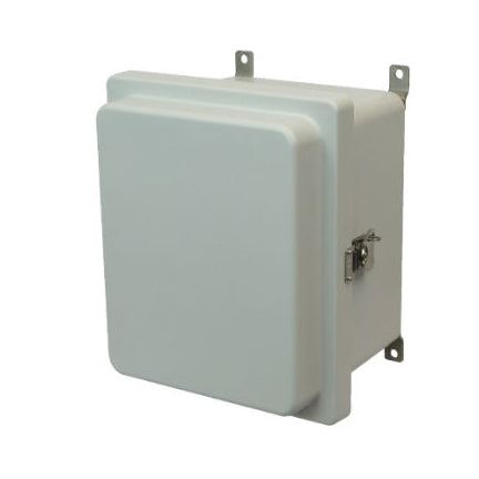 AM1084RT 10x8x4 NEMA 4X Fiberglass Enclosure w/ Raised Twist Latch Hinged Cover