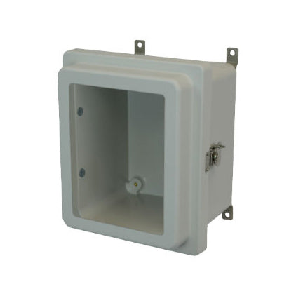 AM1084RTW 10x8x4 NEMA 4X Fiberglass Enclosure w/ Raised Twist Latch Hinged Cover Window