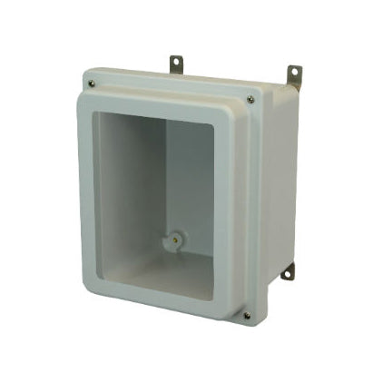 AM1084RW 10x8x4 NEMA 4X Fiberglass Enclosure w/ Raised Lift-Off Screw Cover Window