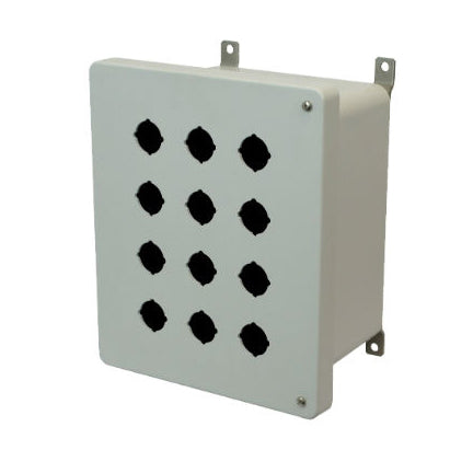 AM1086HP12 10x8x6 NEMA 4X Fiberglass Enclosure w/ Hinged Screw Cover 12 PB Cutouts 30.5MM